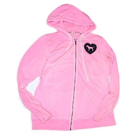 PINK Victoria’s Secret Logo Zip Hoodie Jacket - Picture 1 of 12